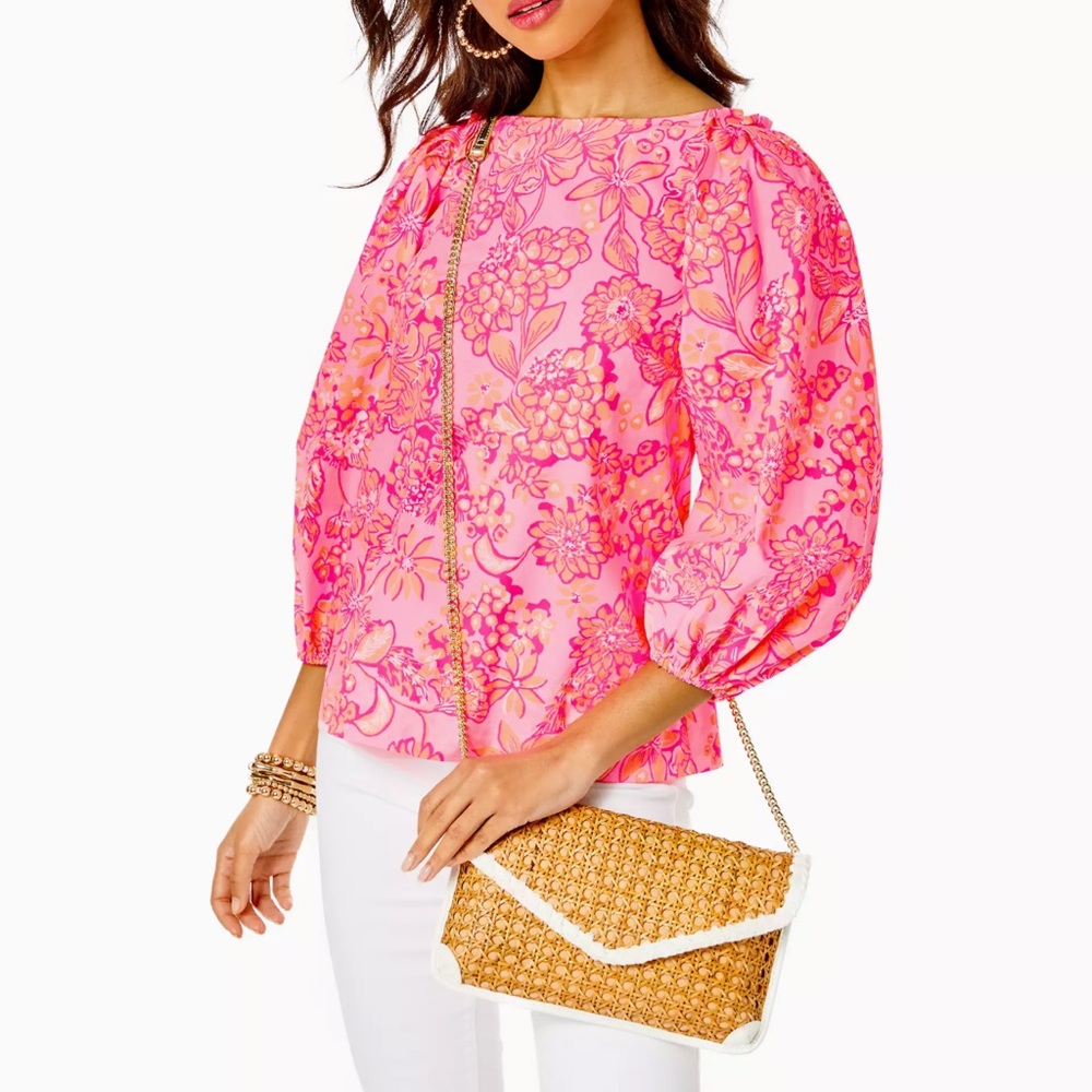 Lilly Pulitzer St. Barts Cane Clutch, Excellent Condition No Flaws, Used Once